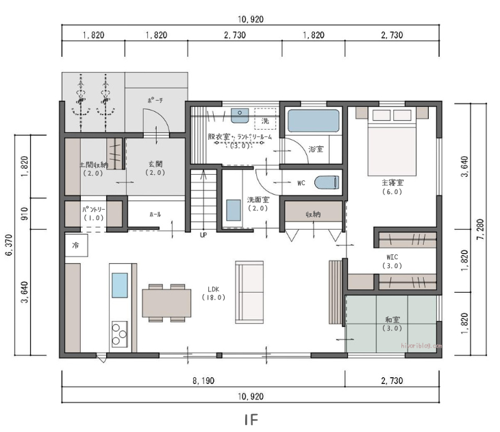 4LDK30坪。リビング続きの3畳部屋が便利！1階に主寝室がある間取り。1階