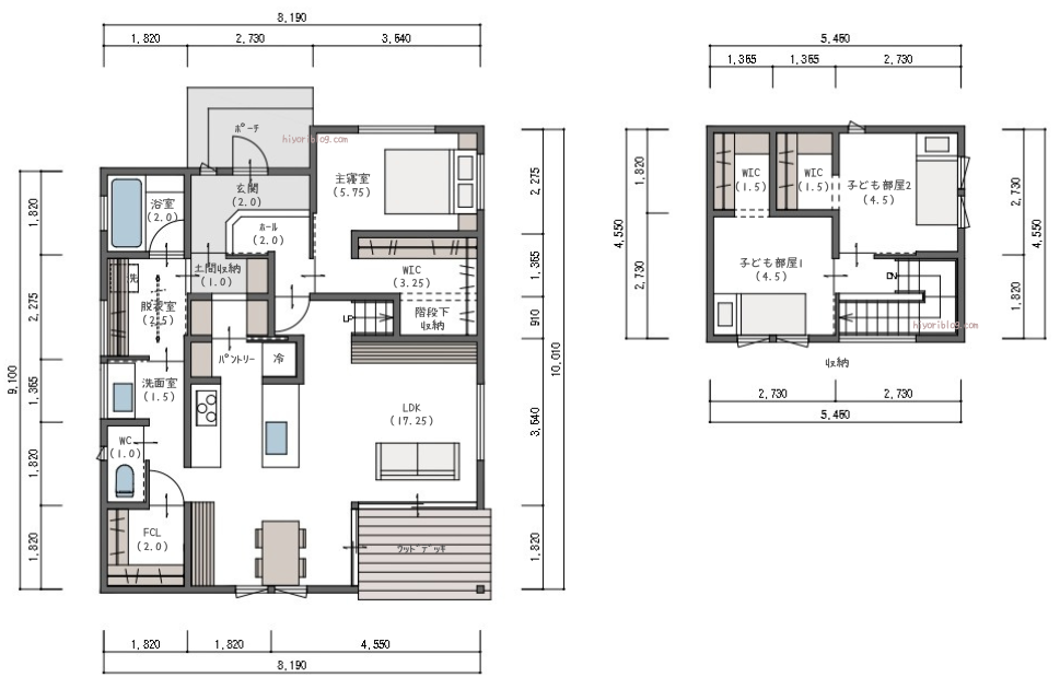 2階建×3LDK×29坪｜人気要素満載で30坪以下！ほぼ平屋の間取り｜No.2-5