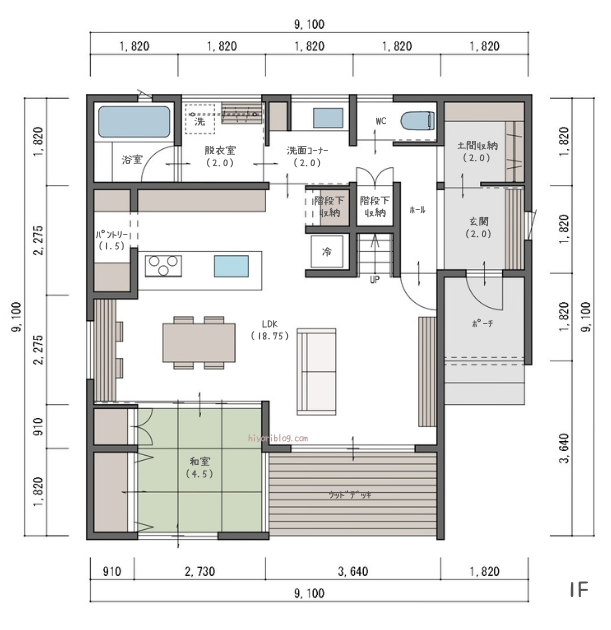 4LDK32坪　フレキシブルな2階建ての間取り-1F-