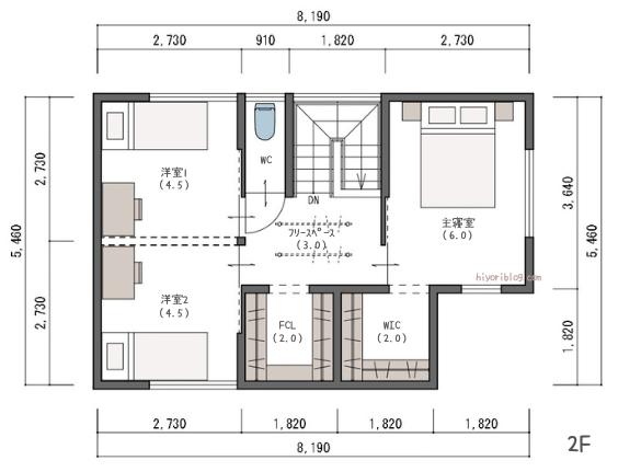 4LDK32坪　フレキシブルな2階建ての間取り-2F-